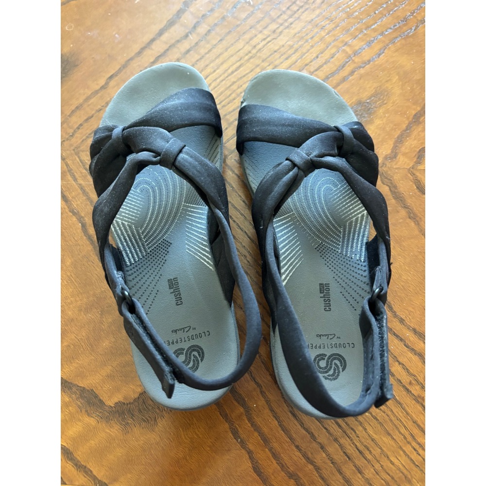 Clarks Cloudsteppers Arla Glison Black Grey Slingback Sandals Womens 7.5 M